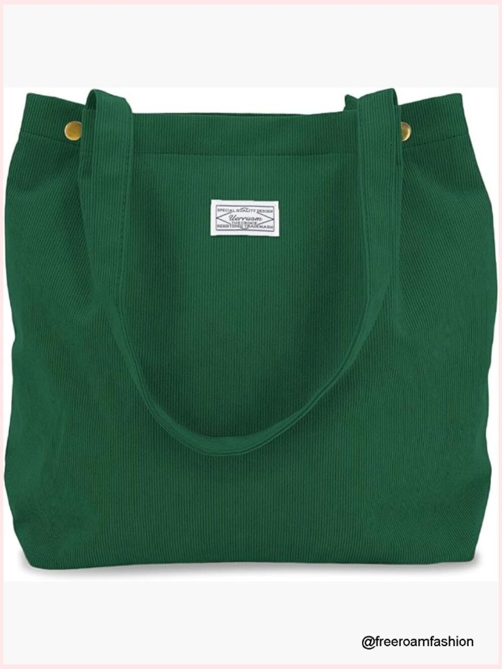 Corduroy Tote Bag with Inner Pockets, Lightweight Washable Everyday Work Bag